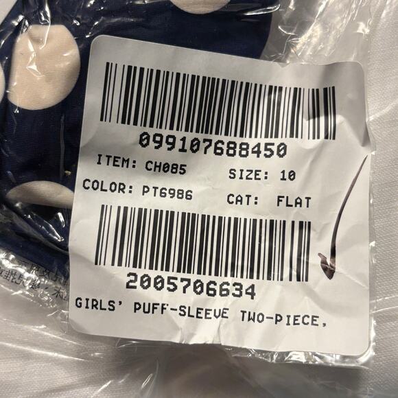 NWT J. Crew crewcuts Puff Sleeve Swim Top 10 Blue White Bikini CH085 Girls - Picture 4 of 4